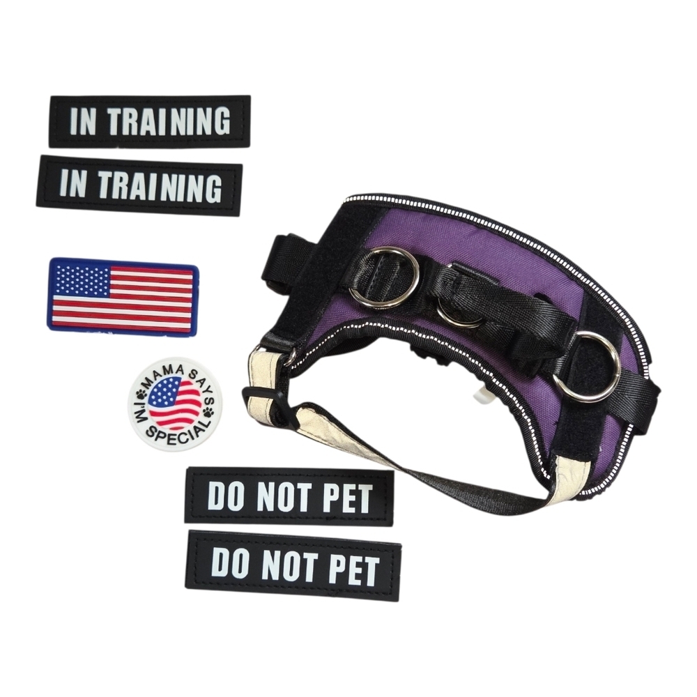 Purple Dog Training Harness with Patches xs NWT k9